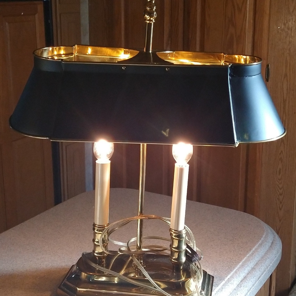 French Bouillote Stale Tablet Lamp 2 Candlesticks